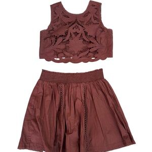 Anthropologie Lace Shell Top and Skirt Set
